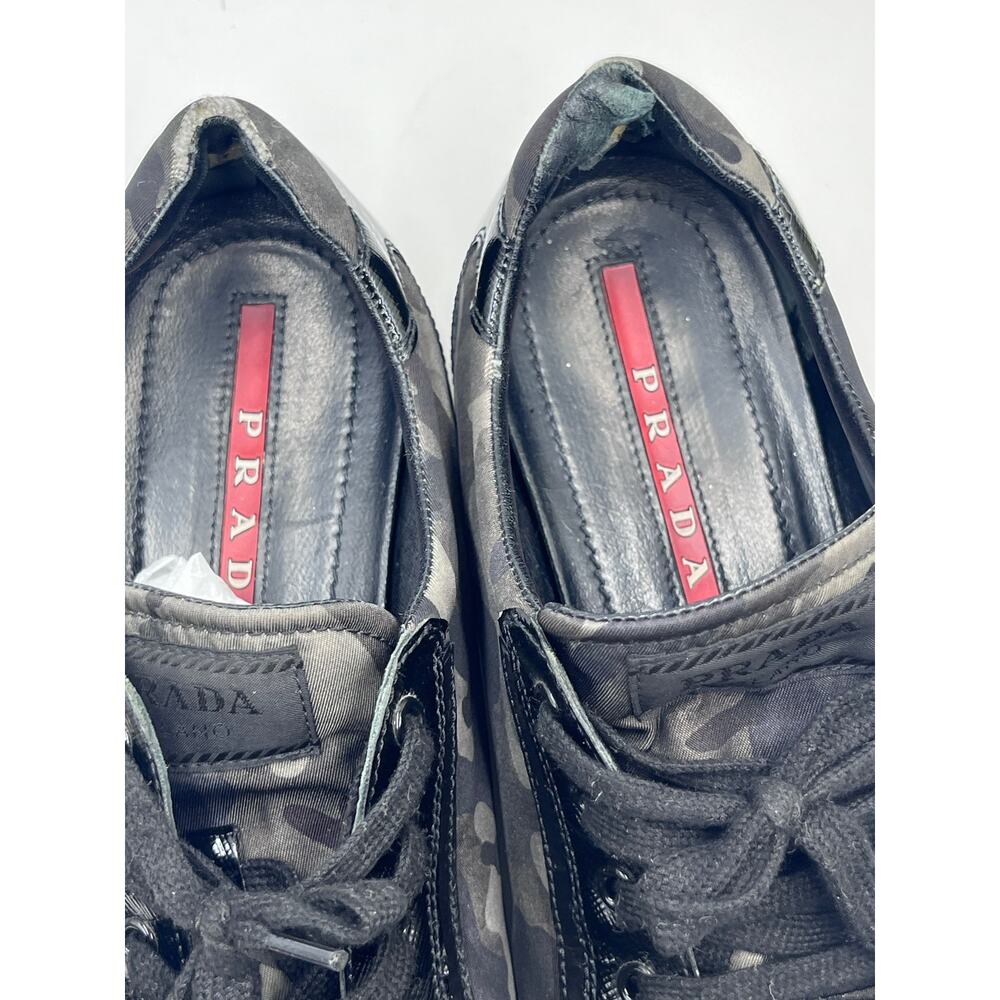 Prada Mens Green Black Gray Leather Accent Camo Trainers Sneakers Sz 41/M8/W9.5 - Picture 7 of 12